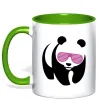 Чашка з кольоровою ручкою PINK PANDA Лаймовий фото