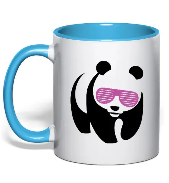 Чашка з кольоровою ручкою PINK PANDA Блакитний фото