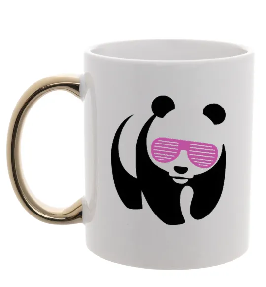 Чашка з кольоровою ручкою PINK PANDA Золото фото