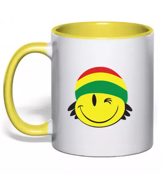 Чашка з кольоровою ручкою РАСТА СМАЙЛ Сонячно жовтий фото