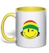 Чашка з кольоровою ручкою РАСТА СМАЙЛ Сонячно жовтий фото