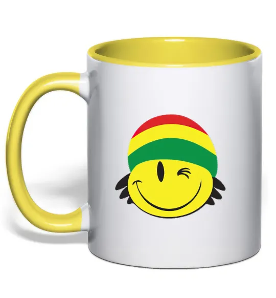 Чашка с цветной ручкой РАСТА СМАЙЛ Лимонный фото