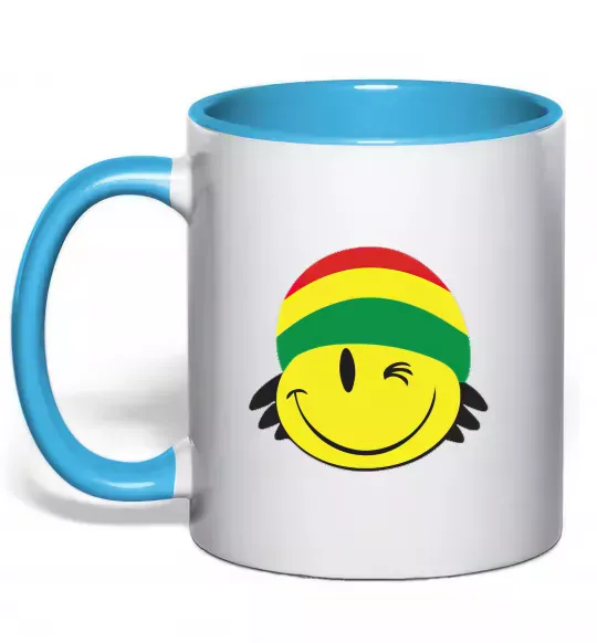 Чашка з кольоровою ручкою РАСТА СМАЙЛ Блакитний фото