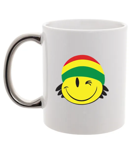 Чашка з кольоровою ручкою РАСТА СМАЙЛ Срібло фото