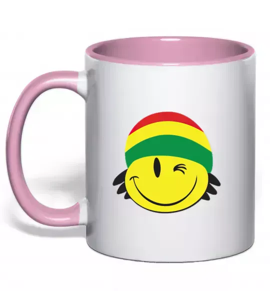 Чашка з кольоровою ручкою РАСТА СМАЙЛ Ніжно рожевий фото