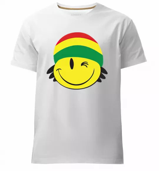 Мужская премиум футболка РАСТА СМАЙЛ Белый фото