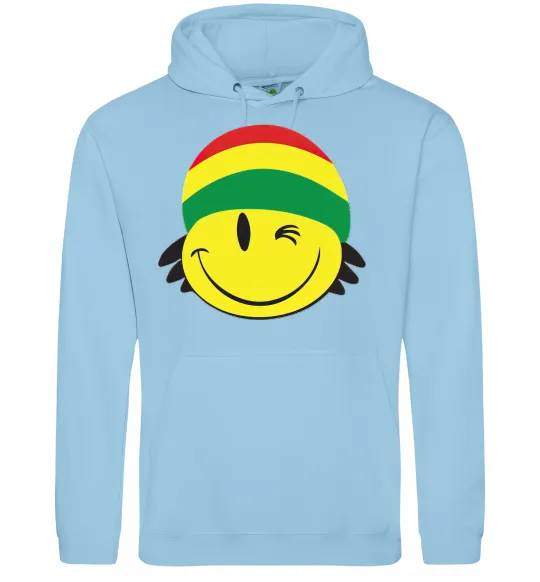 Мужская толстовка (худи) РАСТА СМАЙЛ Голубой фото