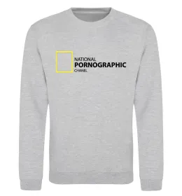 Свитшот NATIONAL PORNOGRAPHIC CHANAL Серый меланж фото