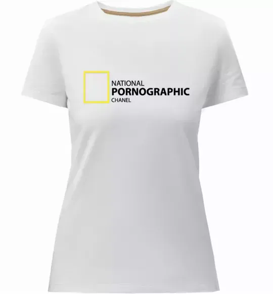 Жіноча преміум футболка NATIONAL PORNOGRAPHIC CHANAL Білий фото