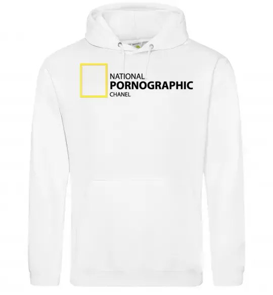 Женская толстовка (худи) NATIONAL PORNOGRAPHIC CHANAL Белый фото