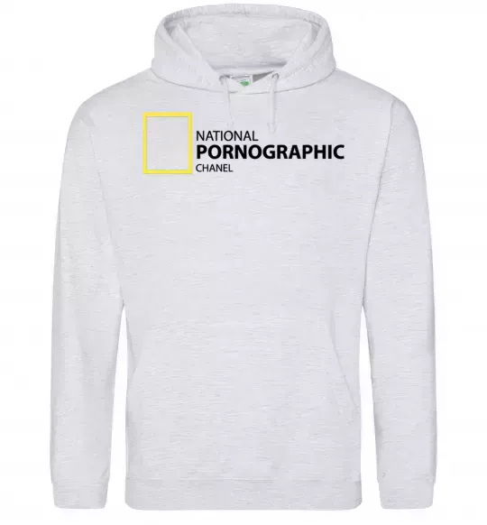 Женская толстовка (худи) NATIONAL PORNOGRAPHIC CHANAL Серый меланж фото