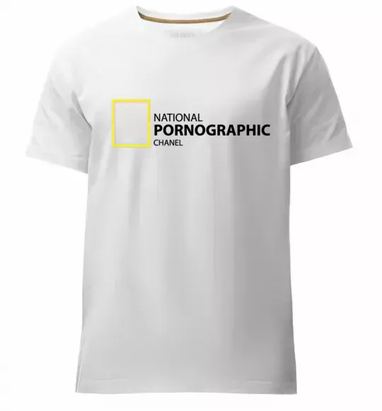 Чоловіча преміум футболка NATIONAL PORNOGRAPHIC CHANAL Білий фото