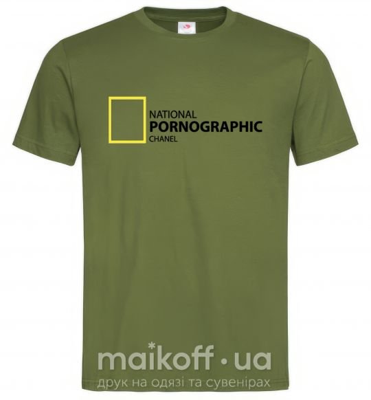 Мужская футболка NATIONAL PORNOGRAPHIC CHANAL Оливковый фото