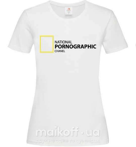 Жіноча футболка NATIONAL PORNOGRAPHIC CHANAL Білий фото