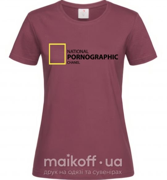Жіноча футболка NATIONAL PORNOGRAPHIC CHANAL Бордовий фото