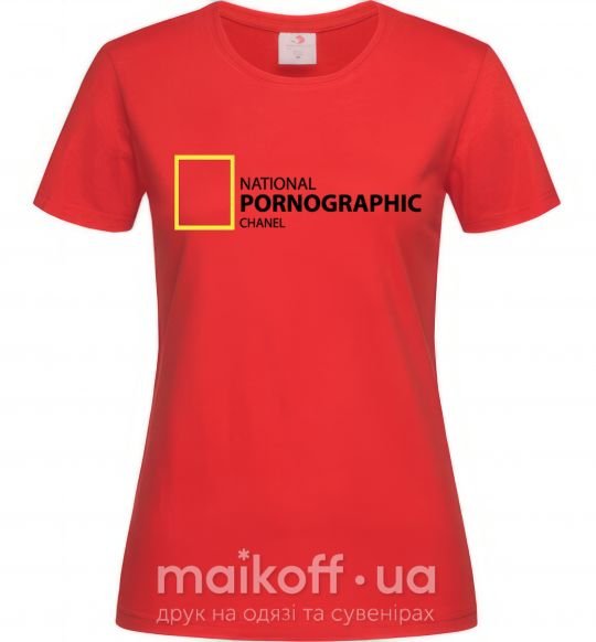 Жіноча футболка NATIONAL PORNOGRAPHIC CHANAL Червоний фото