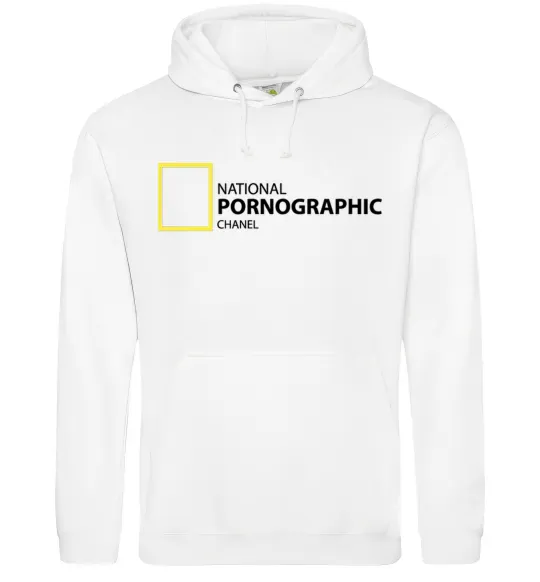 Мужская толстовка (худи) NATIONAL PORNOGRAPHIC CHANAL Белый фото