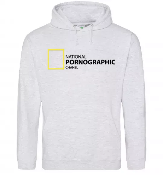 Мужская толстовка (худи) NATIONAL PORNOGRAPHIC CHANAL Серый меланж фото