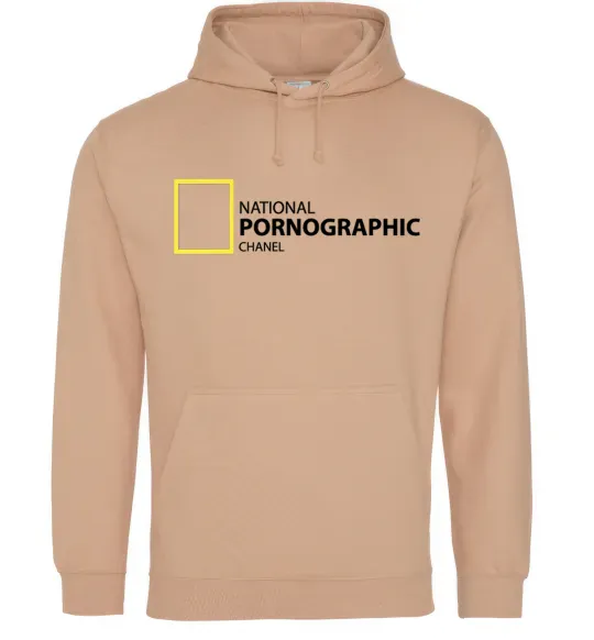 Мужская толстовка (худи) NATIONAL PORNOGRAPHIC CHANAL Песочный фото