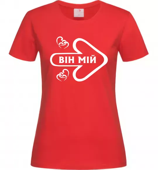 Жіноча футболка Він мій Червоний фото