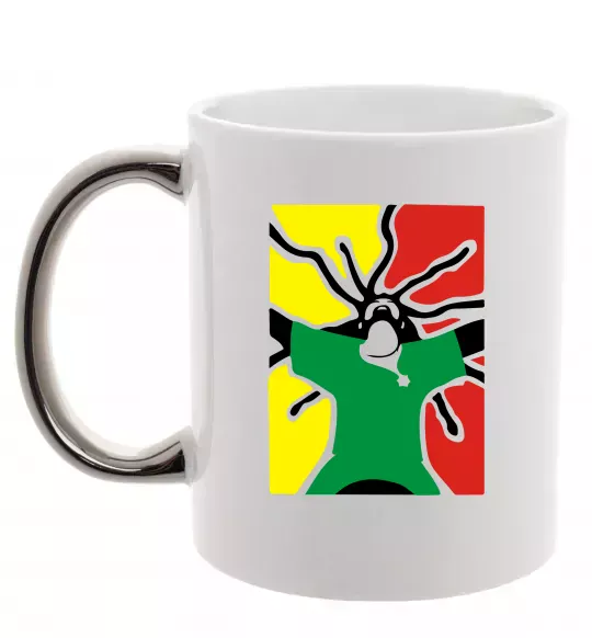 Чашка с цветной ручкой РАСТАМАН Серебро фото