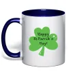 Чашка з кольоровою ручкою HAPPY ST. PATRIKS DAY Глибокий темно-синій фото