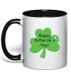 Чашка з кольоровою ручкою HAPPY ST. PATRIKS DAY Чорний фото