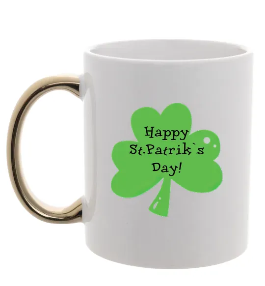 Чашка з кольоровою ручкою HAPPY ST. PATRIKS DAY Золото фото