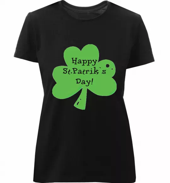 Женская премиум футболка HAPPY ST. PATRIKS DAY Черный фото