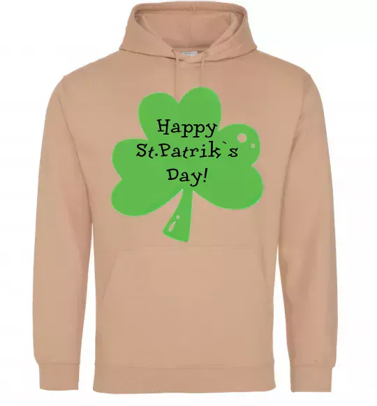 Мужская толстовка (худи) HAPPY ST. PATRIKS DAY Песочный фото
