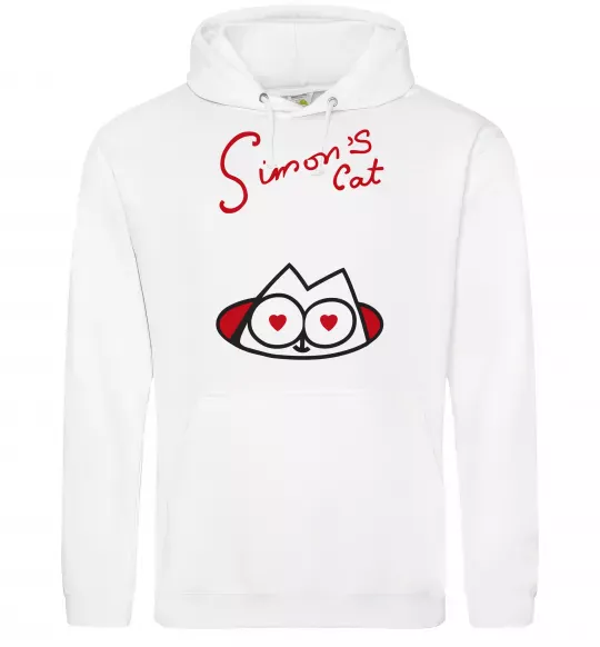 Чоловіча толстовка (худі) SIMON'S CAT напис Білий фото