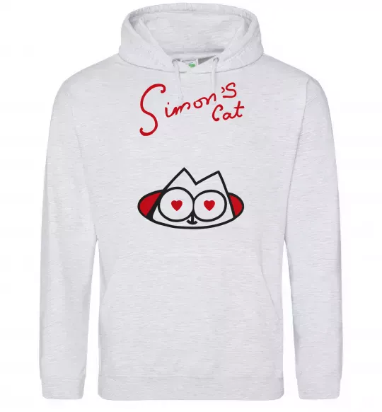 Чоловіча толстовка (худі) SIMON'S CAT напис Сірий меланж фото