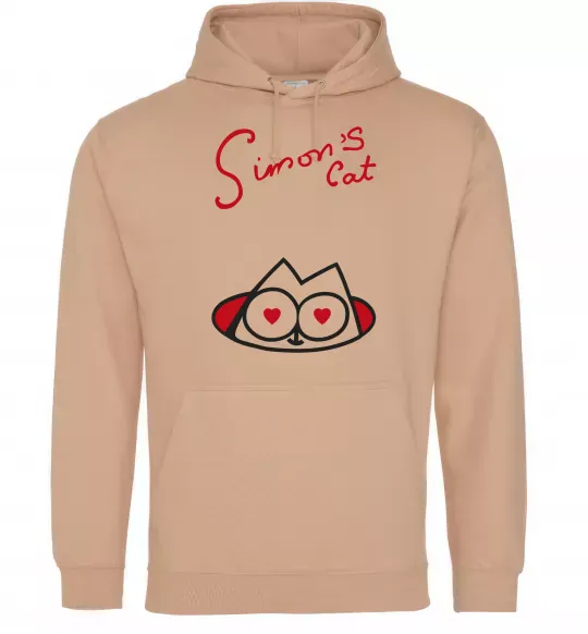 Чоловіча толстовка (худі) SIMON'S CAT напис Пісочний фото