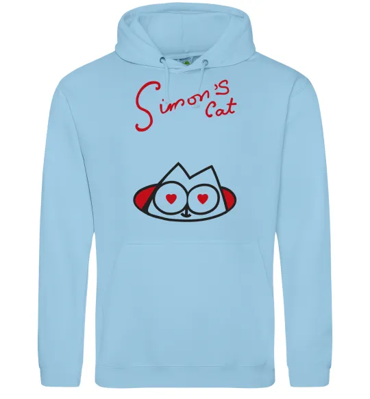 Мужская толстовка (худи) SIMON'S CAT напис Голубой фото