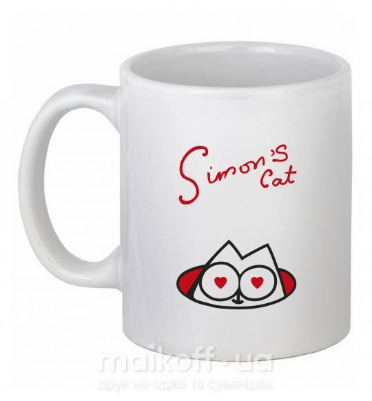 Чашка керамічна SIMON'S CAT надпись Білий фото