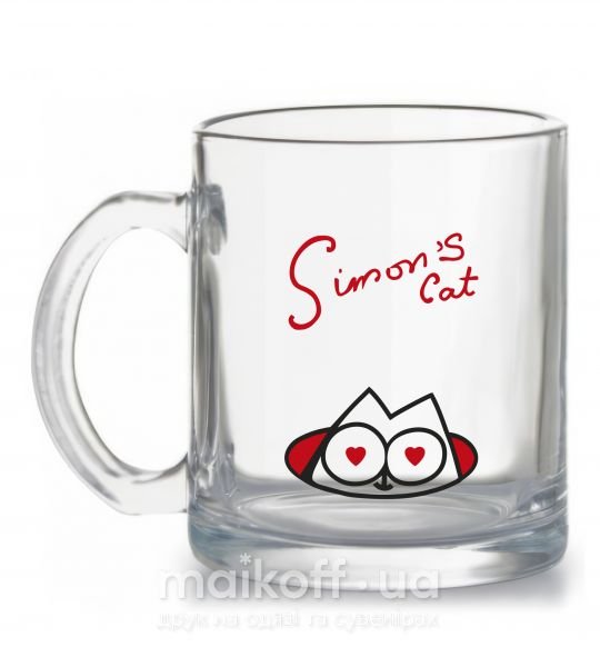 Чашка скляна SIMON'S CAT надпись Прозорий фото