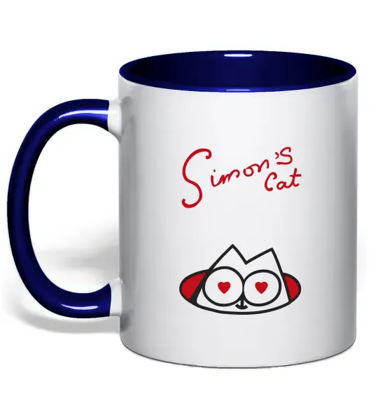 Чашка с цветной ручкой SIMON'S CAT напис Глубокий темно-синий фото