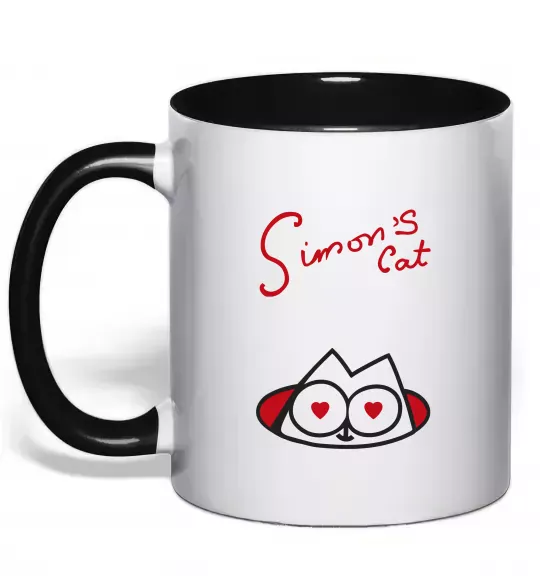 Чашка с цветной ручкой SIMON'S CAT напис Черный фото