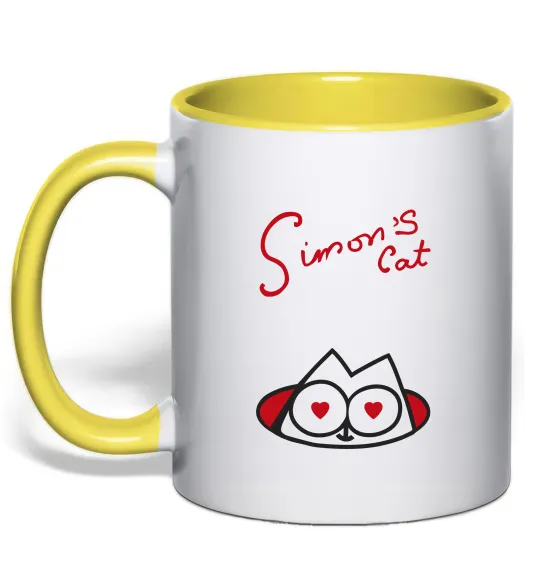 Чашка с цветной ручкой SIMON'S CAT напис Лимонный фото