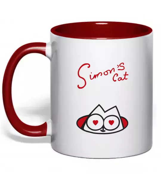 Чашка с цветной ручкой SIMON'S CAT напис Красный фото