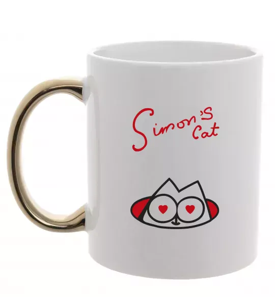 Чашка с цветной ручкой SIMON'S CAT напис Золото фото