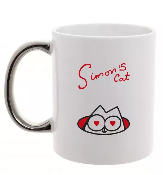 Чашка с цветной ручкой SIMON'S CAT напис Серебро фото
