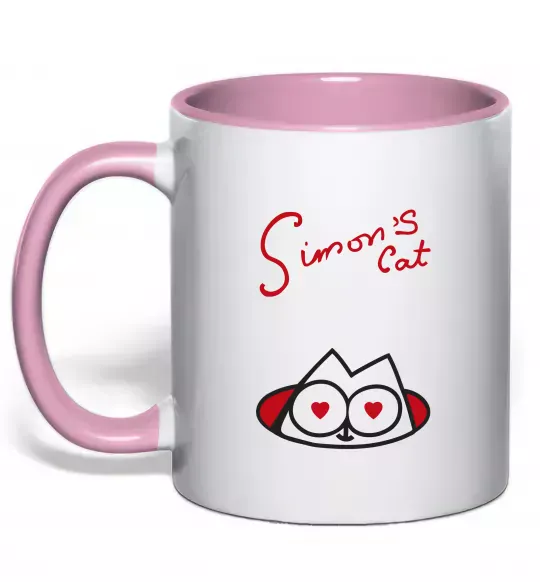 Чашка с цветной ручкой SIMON'S CAT напис Нежно розовый фото