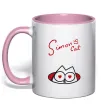 Чашка с цветной ручкой SIMON'S CAT напис Нежно розовый фото