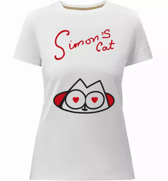 Женская премиум футболка SIMON'S CAT напис Белый фото