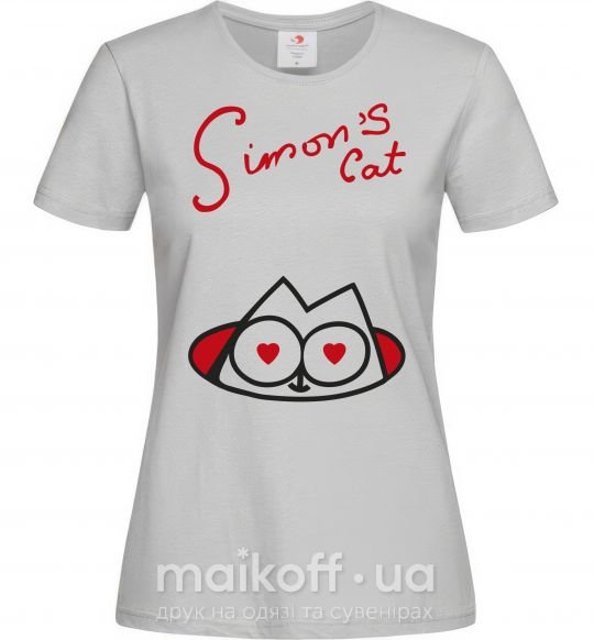 Женская футболка SIMON'S CAT надпись Серый фото