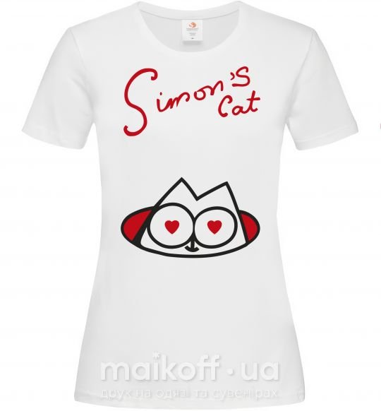 Женская футболка SIMON'S CAT надпись Белый фото
