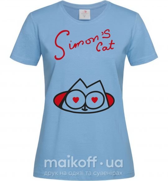 Женская футболка SIMON'S CAT надпись Голубой фото
