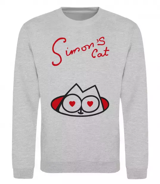 Свитшот SIMON'S CAT напис Серый меланж фото