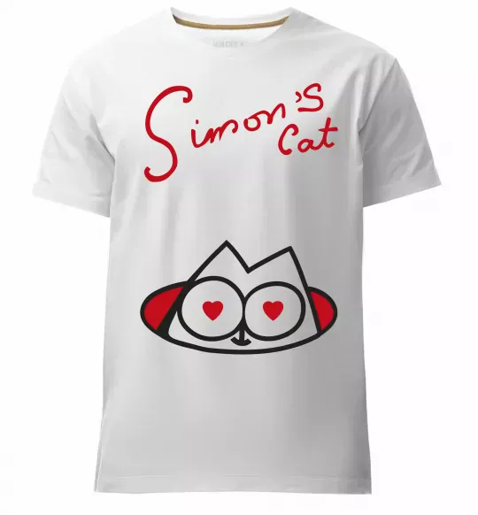Мужская премиум футболка SIMON'S CAT напис Белый фото